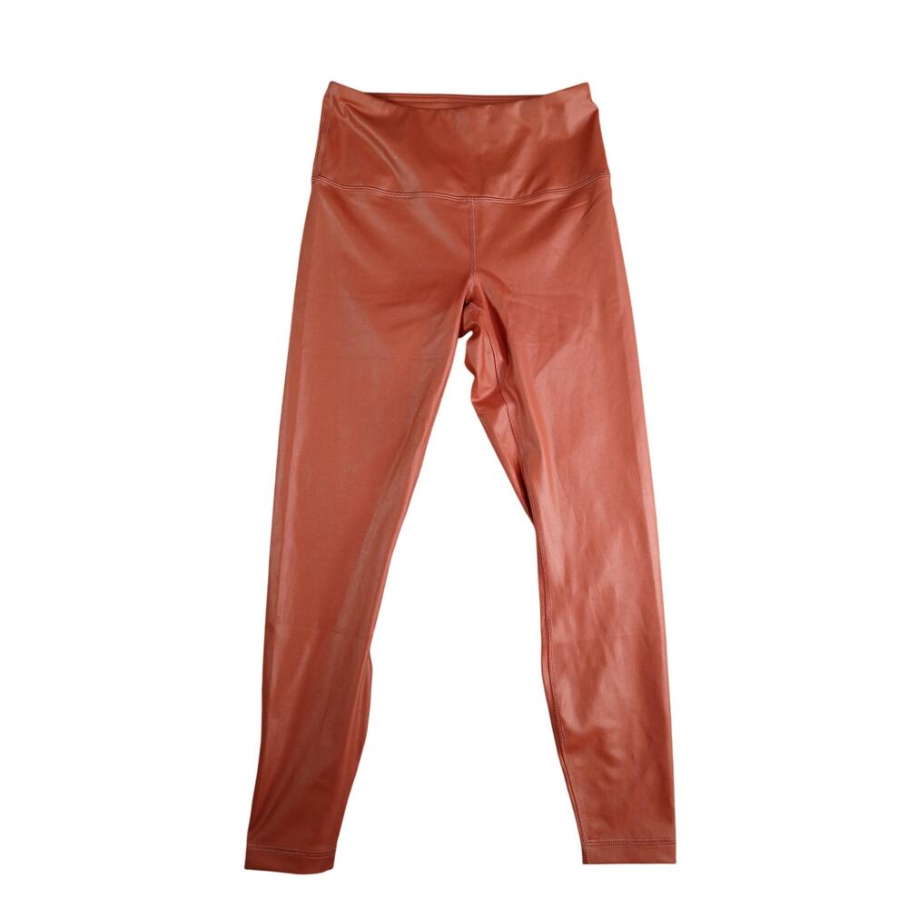 90 Degree By Reflex Leggings Womens Small Orange Stretch Shine Athletic NWT